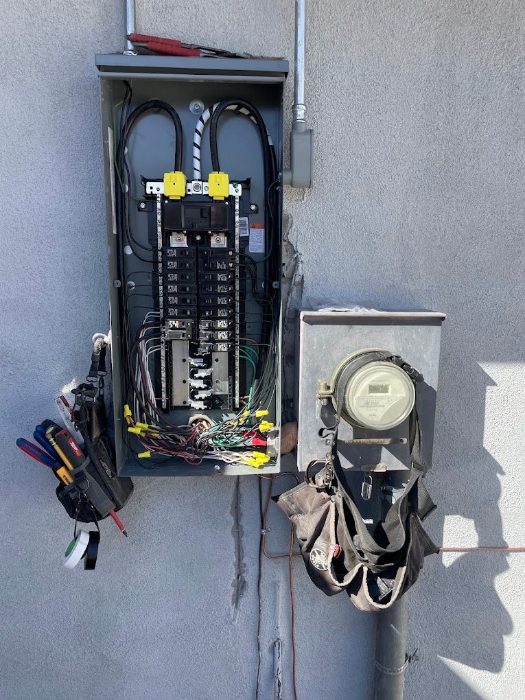 Main electrical panel replacement next to the utility meter
