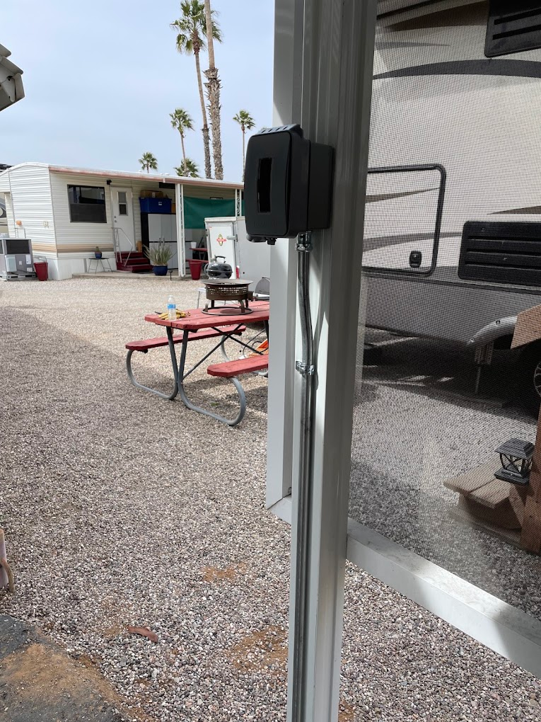 RV park pedestal power outlet installation